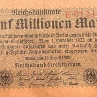 A five million Mark bill from 1930's Germany