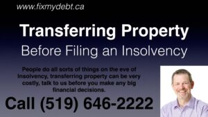 Transferring property before filing an insolvency